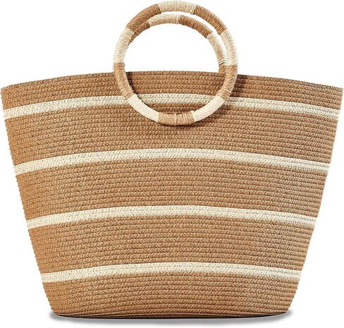 Beach Bags for Women Straw Tote Bag Summer Beach Bag Large Woven Straw Bag for Beach Vacation Holiday in Kuwait