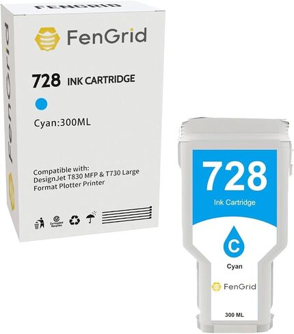 Ink Cartridge HP 728 Compatible with DesignJet T730 T830 Printer (Black Cyan Magenta Yellow) in Saudi Arabia