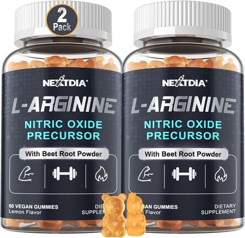 Sugar Free L Arginine Nitric Oxide Gummies 1300mg for Men & Women with L Citrulline, Beet Root, B3 | L Arginine L Citrulline Supplements for Performance, Muscle Growth & Recovery | Vegan, 60 Counts in Kuwait