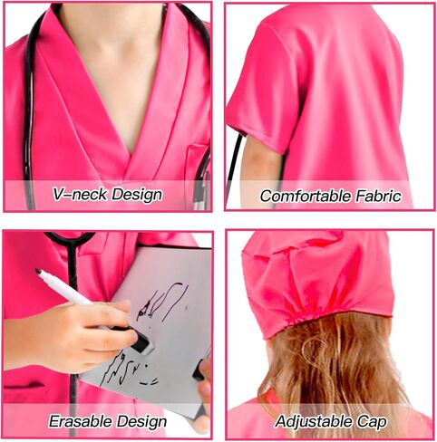 Liberry Doctor Costumes for Kids, Toddler Dress Up Clothes with Real Stethoscope, Halloween Pretend Play Gift for Girls in Kuwait