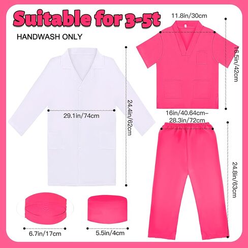 Liberry Doctor Costumes for Kids, Toddler Dress Up Clothes with Real Stethoscope, Halloween Pretend Play Gift for Girls in Kuwait
