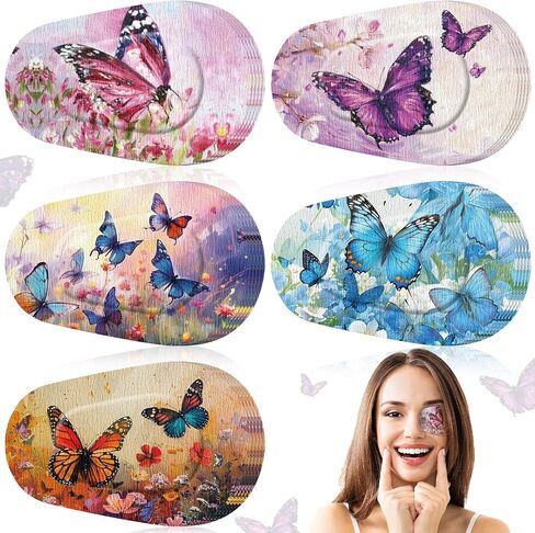 Geiserailie 50 Pcs Disposable Eye Patches for Adults with 5 Styles Vintage Boho Flower Designs Gentle Removal Eyepatches Adhesive Eyepatches for Lazy Eye Women Girl Gift, Sage Green in Kuwait