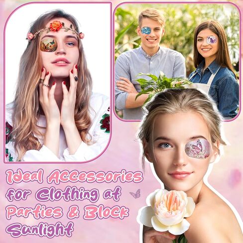 Geiserailie 50 Pcs Disposable Eye Patches for Adults with 5 Styles Vintage Boho Flower Designs Gentle Removal Eyepatches Adhesive Eyepatches for Lazy Eye Women Girl Gift, Sage Green in Kuwait