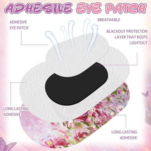 Geiserailie 50 Pcs Disposable Eye Patches for Adults with 5 Styles Vintage Boho Flower Designs Gentle Removal Eyepatches Adhesive Eyepatches for Lazy Eye Women Girl Gift, Sage Green in Kuwait