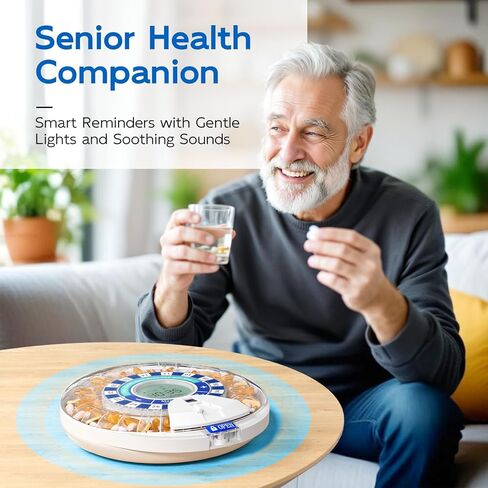 Daviky Automatic Pill Dispenser for Elderly with Alarm, 28-Day Electronic Locked Pill Box, Sound & Light Reminders for Medication, Vitamins, and Supplements in Kuwait