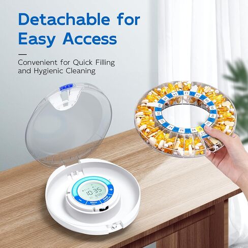 Daviky Automatic Pill Dispenser for Elderly with Alarm, 28-Day Electronic Locked Pill Box, Sound & Light Reminders for Medication, Vitamins, and Supplements in Kuwait