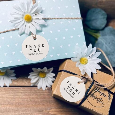 G2PLUS Thank You Tags, 100PCS Thank You for Coming Tags, 2'' Round Gift Tag, White Paper Gold Foil Gift Tag with String for Wedding, Birthday Party Favors in Saudi Arabia