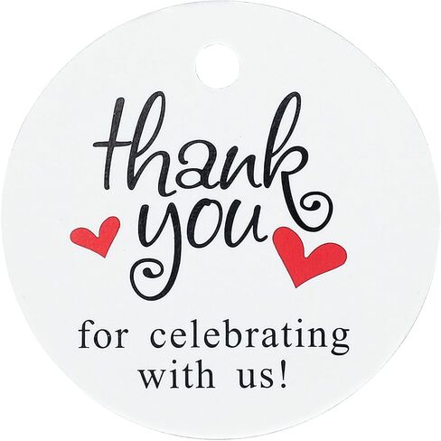 G2PLUS Thank You Tags, 100PCS Thank You for Coming Tags, 2'' Round Gift Tag, White Paper Gold Foil Gift Tag with String for Wedding, Birthday Party Favors in Saudi Arabia