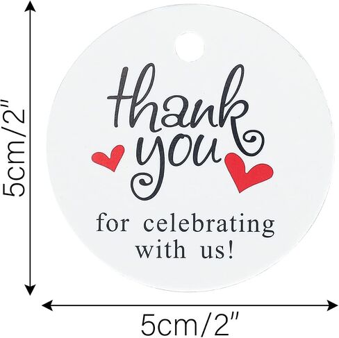 G2PLUS Thank You Tags, 100PCS Thank You for Coming Tags, 2'' Round Gift Tag, White Paper Gold Foil Gift Tag with String for Wedding, Birthday Party Favors in Saudi Arabia