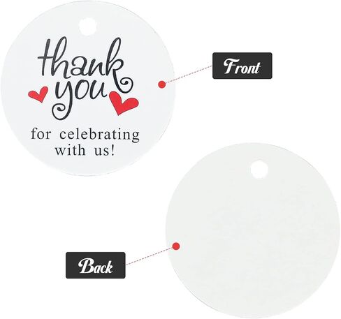 G2PLUS Thank You Tags, 100PCS Thank You for Coming Tags, 2'' Round Gift Tag, White Paper Gold Foil Gift Tag with String for Wedding, Birthday Party Favors in Saudi Arabia