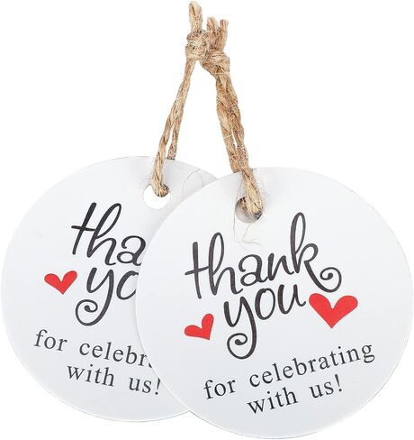 G2PLUS Thank You Tags, 100PCS Thank You for Coming Tags, 2'' Round Gift Tag, White Paper Gold Foil Gift Tag with String for Wedding, Birthday Party Favors in Saudi Arabia