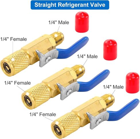 AC Refrigerant Angle Ball Valve Set, Air Conditioner Refrigerant Angled Ball Valve 1/4 to 5/16, R410A Mini Split Adapters with R134A Refrigerant Tank Adapter, Refrigerant Ball Valve Adapter Kit in Kuwait