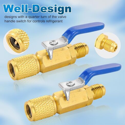 AC Refrigerant Angle Ball Valve Set, Air Conditioner Refrigerant Angled Ball Valve 1/4 to 5/16, R410A Mini Split Adapters with R134A Refrigerant Tank Adapter, Refrigerant Ball Valve Adapter Kit in Kuwait