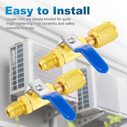 AC Refrigerant Angle Ball Valve Set, Air Conditioner Refrigerant Angled Ball Valve 1/4 to 5/16, R410A Mini Split Adapters with R134A Refrigerant Tank Adapter, Refrigerant Ball Valve Adapter Kit in Kuwait