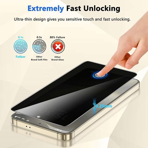 Fotbor for Samsung Galaxy S25 Ultra 28° Privacy Screen Protector with [3s Installation Frame], Case Friendly 9H+ Tempered Glass 2Pack in Kuwait