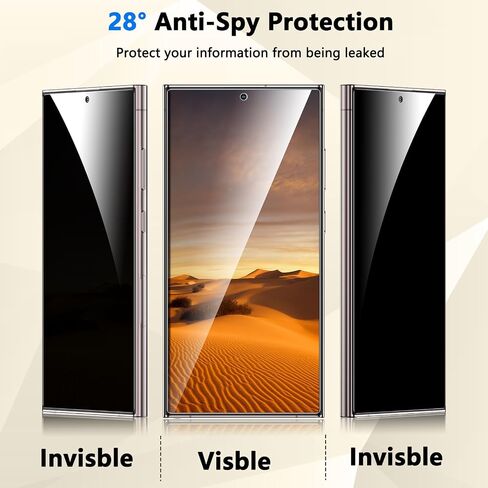 Fotbor for Samsung Galaxy S25 Ultra 28° Privacy Screen Protector with [3s Installation Frame], Case Friendly 9H+ Tempered Glass 2Pack in Kuwait