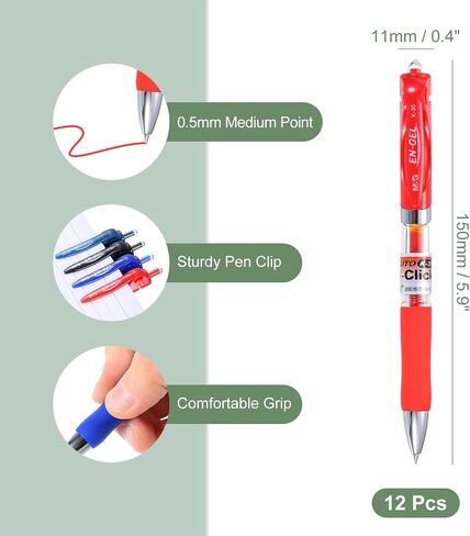 M&G Gel Pen Medium Point 0.5mm, 12 Pack Quick Dry Smooth Retractable Black Gel Ink Rollerball Pen for Home Office Writing Note Taking Journaling Business, Style 1 in Saudi Arabia