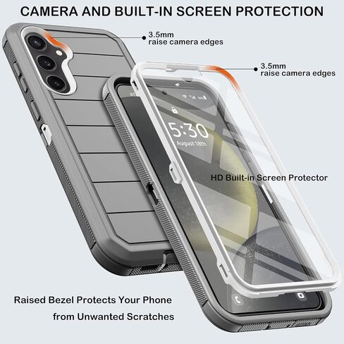 for Samsung Galaxy S24 FE Case with Belt Clip Holster & Kickstand,2X Screen Protectors,Heavy Duty Shockproof Drop Protection Bumper Military Grade Full Body Non Slip Rugged Durable Phone Cover in Kuwait