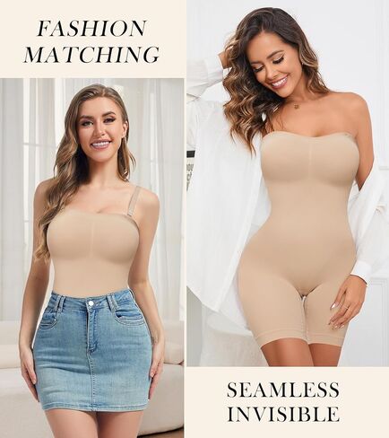 Strapless Shapewear Bodysuit Body Shaper for Women Under Dress Butt Lifter Tummy Control Full Body Shapewear in Kuwait