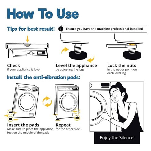 Silent Guys Anti Vibration Pads for Washing Machine - 4 Pack Washing Machine Anti Vibration Pads Vibration Isolation Pads Washing Machine Shock Absorber in Saudi Arabia