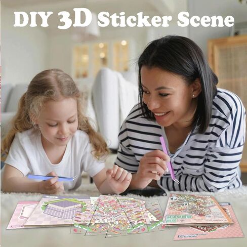3D Sticker Scene 6 Set DIY House Stickers Make Your Own Mini Shop Cute Cartoon Animal Sticker for Kids Adults Gift for Creativity Stress Relief Fun Pass Time (B Set) in Saudi Arabia
