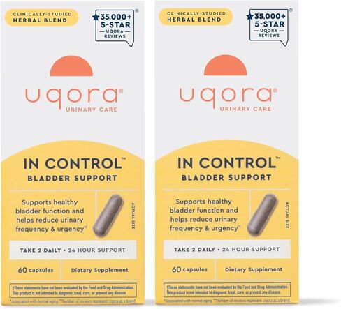 Uqora in Control Bladder Support - Daily Bladder Care & Support for Urinary Comfort - Made with botanicals, Like Horsetail & Spicebush - Gluten-Free & Vegetarian - 60 Capsules in Saudi Arabia