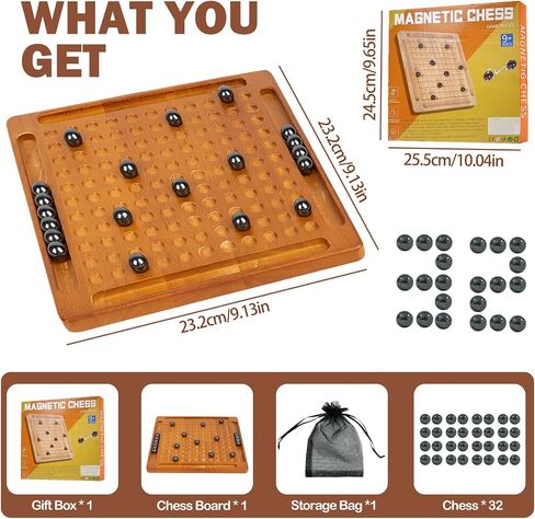 Magnetic Chess Game with Stones 32 Pcs Magnetic Balls, Fun Board Games for 2-4 Players, Perfect for Family Game Night and Gift Giving in Saudi Arabia