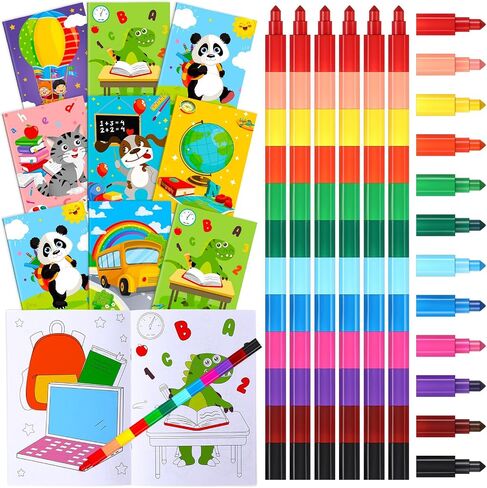 Funrous 24 Pcs Under The Sea Coloring Books for Kids Bulk with 24 Stacking Crayons Ocean Birthday Activity Ocean Animals Themed Coloring Books Classroom Gifts for Birthday Party Supplies Favors in Saudi Arabia
