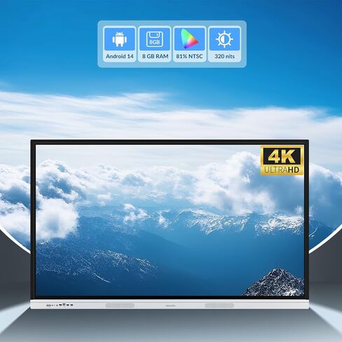لوحة ذكية سعة 65 بوصة 4K - لوح تفاعلي معتمد من Google EDLA ، Android 14 OS ، لمسة من 50 نقطة ، صب لاسلكي - السبورة الرقمية للفصول الدراسية والمكاتب الهجينة (اللوحة فقط) in Kuwait