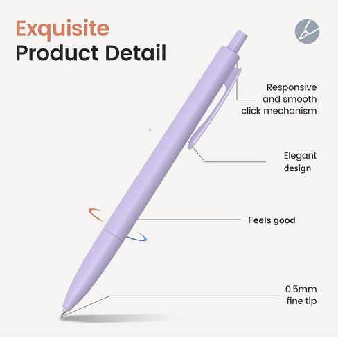 Gel Pens, 5 Pcs 0.5mm Black Ink Pens Fine Point Smooth Writing Pens,Premiums Pens with Soft Grip for Journaling Note Taking, Cute Office School Supplies for Women Men in Saudi Arabia