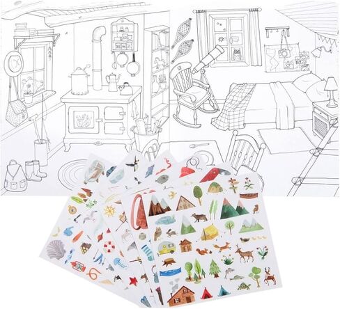 Moulin Roty Les Minouchkas Coloring & Sticker Book مع 150 ملصقًا - كتاب نشاط ساحر على شكل منزل للأطفال والبالغين ، متعة مبتكرة مع تصاميم غريب الأطوار ، فنانين شباب مثاليون يسافرون in Kuwait