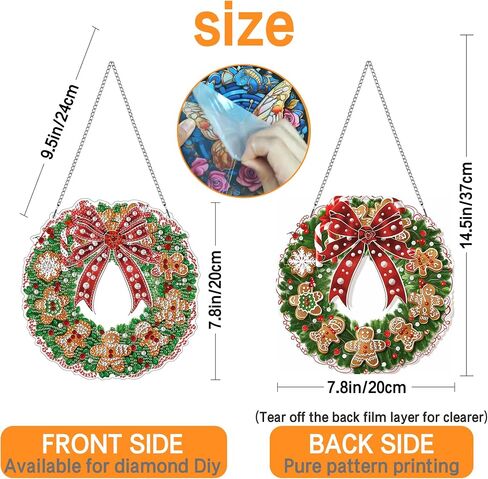 Ginfonr Diamond Painting Kits Hanging Pendant, Owl Sun Catcher for Front Door Sign, Rhinestone Landscapes Summer Porch Decor for Outdoor, Double Sided Hanging Kits for Garden Window (8 x 8 inch) in Saudi Arabia