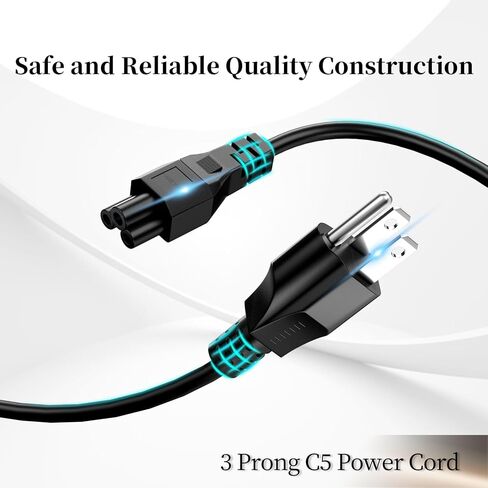 Cyd 4ft Universal 3 Prong Power Cord استبدال متوافق مع أجهزة الكمبيوتر ، الشاشات ، أجهزة التلفزيون ، العرض ، LG LED LCD Smart HD TV ، Samsung ، Toshiba ، Acer ، Asus ، Epson Printer C5 Compl ، 2 Pack in Kuwait