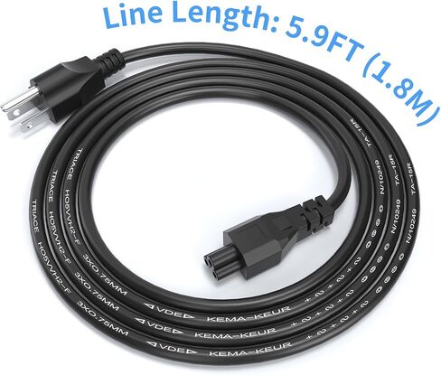 Cyd 4ft Universal 3 Prong Power Cord استبدال متوافق مع أجهزة الكمبيوتر ، الشاشات ، أجهزة التلفزيون ، العرض ، LG LED LCD Smart HD TV ، Samsung ، Toshiba ، Acer ، Asus ، Epson Printer C5 Compl ، 2 Pack in Kuwait