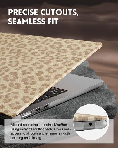 iCasso Compatible with MacBook Air 13 inch Case 2025 2024-2022 M4 A3240 M3 A3113 M2 A2681, Texture Leopard Leather Hard Shell Protective Case+Keyboard Cover for MacBook Air 13.6 inch, Brown in Saudi Arabia