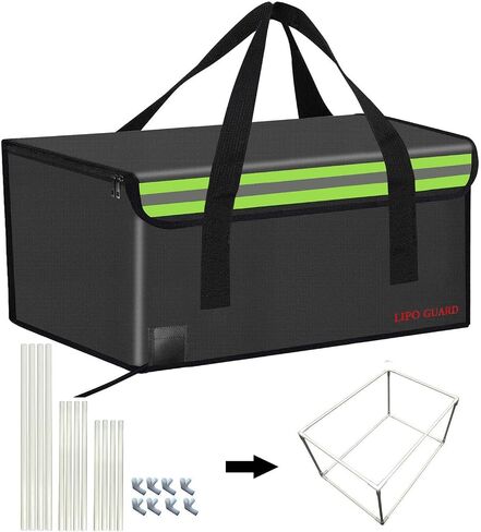 15.8"x9.8"x9.8" With support Ebike Battery Safe Bag Fireproof Charging Bag Large Capatity for Lipo Battery Pack Storage Charging Transport, Home Office Travel Fireproof Safe Storage Pouch in Saudi Arabia