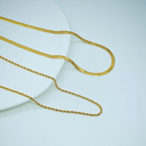 Gold Herringbone Necklace for Women Dainty 18K Gold Plated Layered Snake Chain Choker Necklaces Jewelry Set for Women in Kuwait