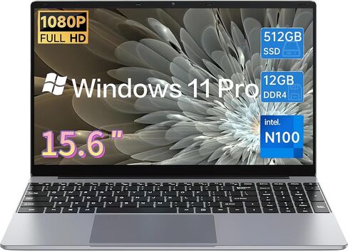 15.6 inch Laptop, Intel 12th Quad Core N100(Up to 3.4GHz),12GB LPDDR4 RAM 512GB SSD, 2K FHD IPS Laptops, 2.4G/5G WiFi, Webcam,Full-Featured Type-C,Large Capacity Battery in Kuwait