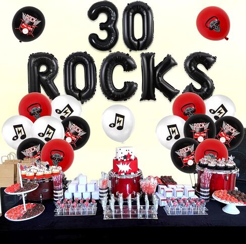 Rocked One Year Decorations Music One Rocks 1st Birthday Party Rose Purple Foil Balloons Note and Guitar Foil Balloons Pink and Black for Girls Birthday Party Music Theme Party in Saudi Arabia