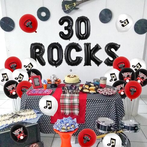 Rocked One Year Decorations Music One Rocks 1st Birthday Party Rose Purple Foil Balloons Note and Guitar Foil Balloons Pink and Black for Girls Birthday Party Music Theme Party in Saudi Arabia
