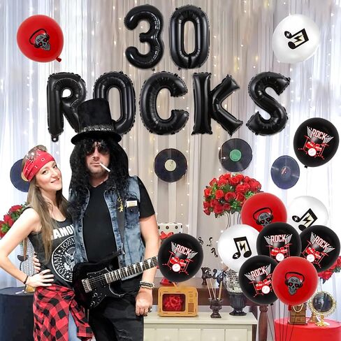 Rocked One Year Decorations Music One Rocks 1st Birthday Party Rose Purple Foil Balloons Note and Guitar Foil Balloons Pink and Black for Girls Birthday Party Music Theme Party in Saudi Arabia