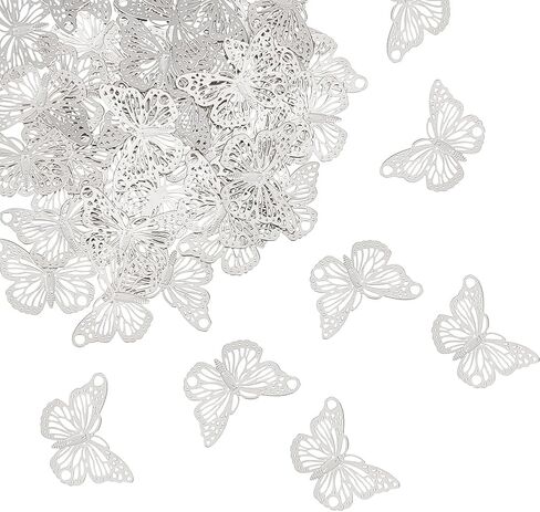 UniCraftale Butterfly Charms أسود Filigree المعلقات جوفاء الصلب المعدني الصلب المعادن لمكونات القلادات لصنع المجوهرات in Saudi Arabia