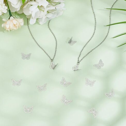 UniCraftale Butterfly Charms أسود Filigree المعلقات جوفاء الصلب المعدني الصلب المعادن لمكونات القلادات لصنع المجوهرات in Saudi Arabia