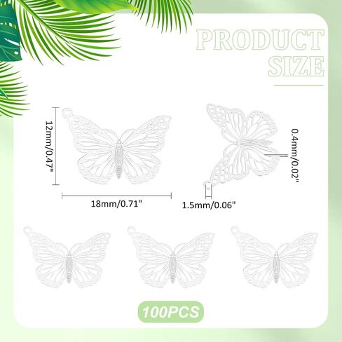 UniCraftale Butterfly Charms أسود Filigree المعلقات جوفاء الصلب المعدني الصلب المعادن لمكونات القلادات لصنع المجوهرات in Saudi Arabia