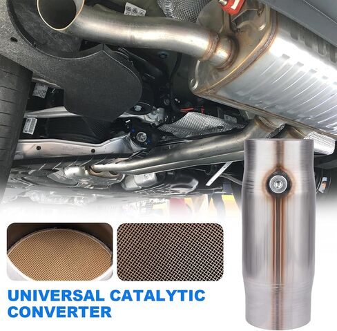 Catalytic Converter 2.5 Inch 2 Pcs, High Flow Universal Catalytic Convert Inlet Outlet 2.5 In, Direct-Fit Catalytic Convertor with O2 Port (EPA Compliant) in Kuwait