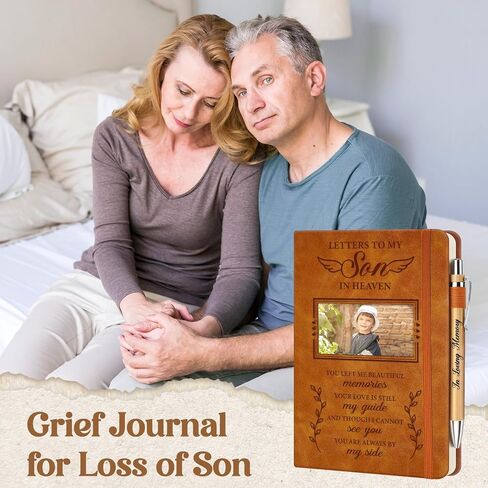 Vetbuosa Memorial Gifts For Loss Of Husband,Grief Journal With Photo Insert,Letters To My Husband In Heaven,200 Pages Notebook A5 With Pen,Healing Gift For Bereavement in Saudi Arabia