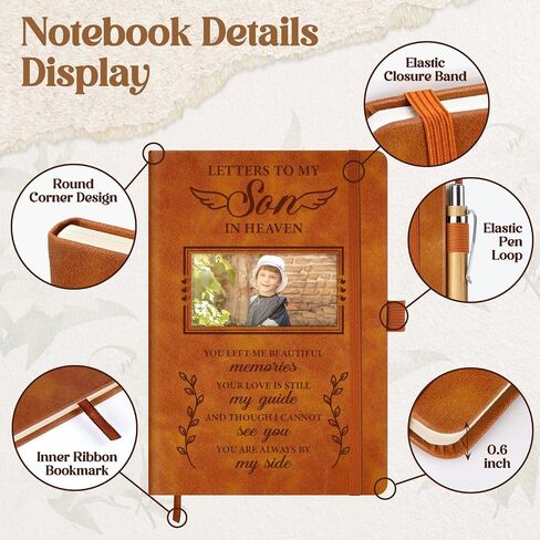 Vetbuosa Memorial Gifts For Loss Of Husband,Grief Journal With Photo Insert,Letters To My Husband In Heaven,200 Pages Notebook A5 With Pen,Healing Gift For Bereavement in Saudi Arabia