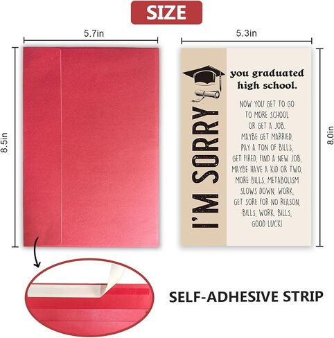 Hilarious High School Graduation Card, Funny Congrats Grad Gift for from Parents, Grad Card Gifts for 12th Grade, I'm Sorry, You Graduated High School in Kuwait