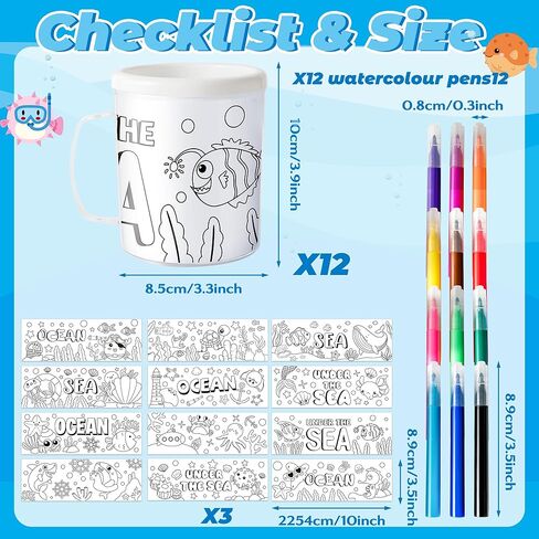 Father's Day Color Your Own Mugs for Kids - 12Pcs Best Dad Ever 8oz Personalized Coffee Mugs with 36Pcs Religious Theme Insert Paper DIY Plastic Cups for Holiday Party Sunday School Home Activities in Kuwait