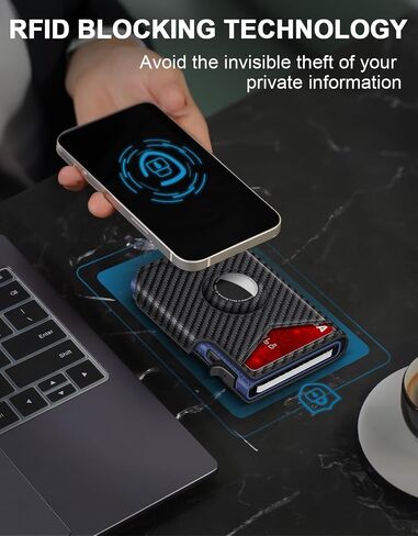 Airtag Wallet for Men, Minimalist Slim Mens Wallet Smart Pop Up Credit Card Holder for 9-13 Cards, RFID Blocking Wallet with ID Window & Cash Slot, Compact Bifold Metal Aluminum Card Case in Saudi Arabia